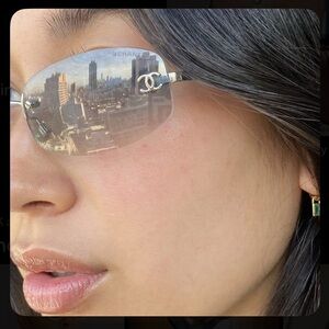 CHANEL CC vintage  Silver Sunglasses